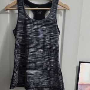 Actra Black and White Striped Tank Top